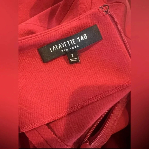 Lafayette 148 New York Dress Red Knit Women's Size 2 - Picture 3 of 3